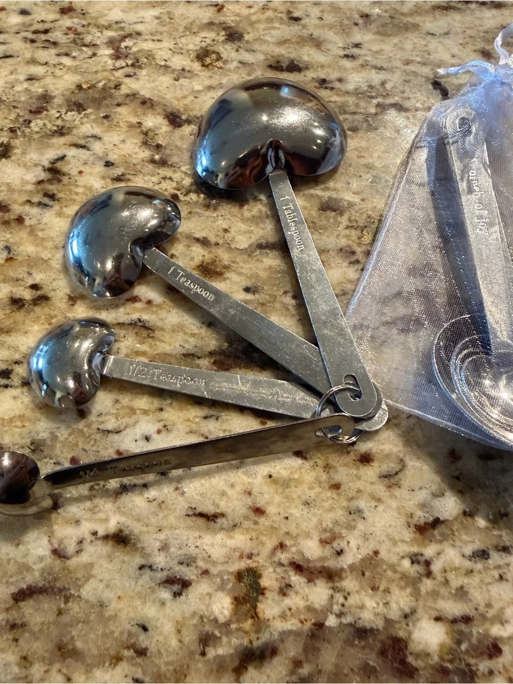 Heart-Shaped Stainless Steel Measuring Spoon Set - Silver